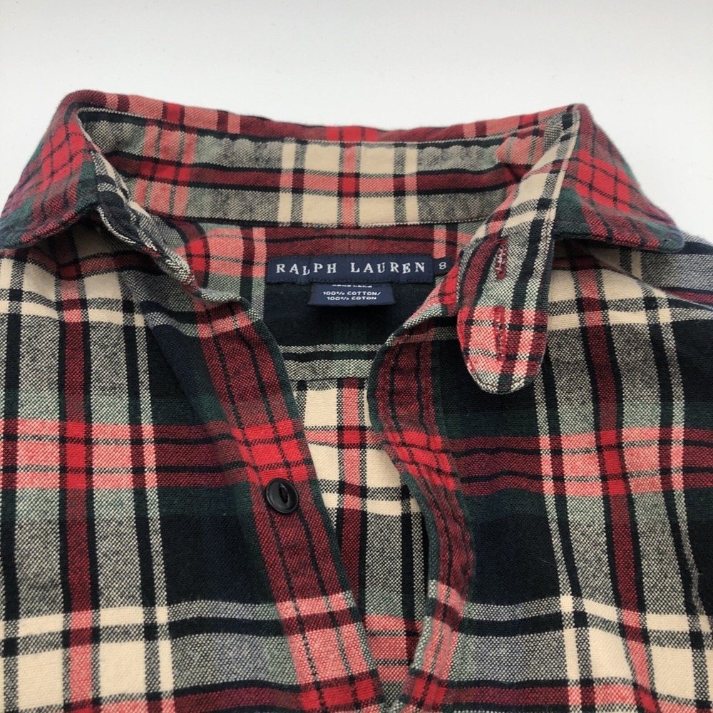 Ralph Lauren Womens Flannel Shirt Button Up Multicolored Red Green Blue Size 8 - Picture 10 of 16